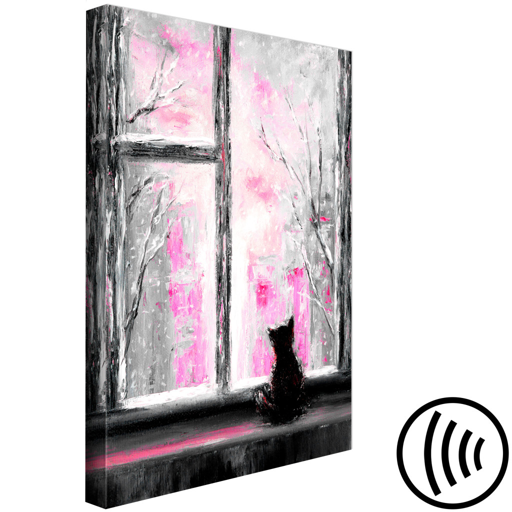 Schilderij  Katten: Longing Kitty (1 Part) Vertical Pink