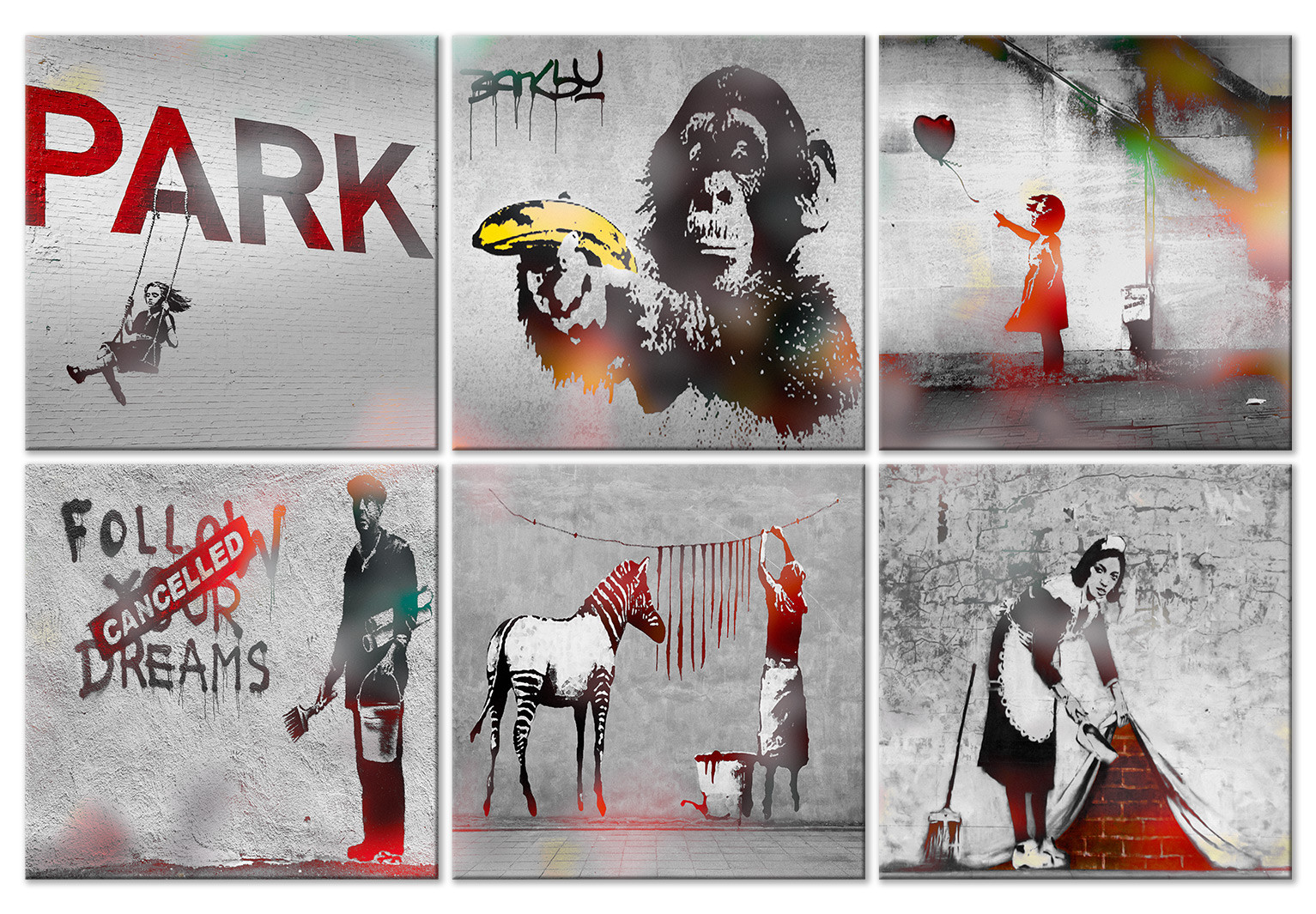 affiche Banksy street art, Banksy affiche street art, 50 x 50 cm, décoration murale
