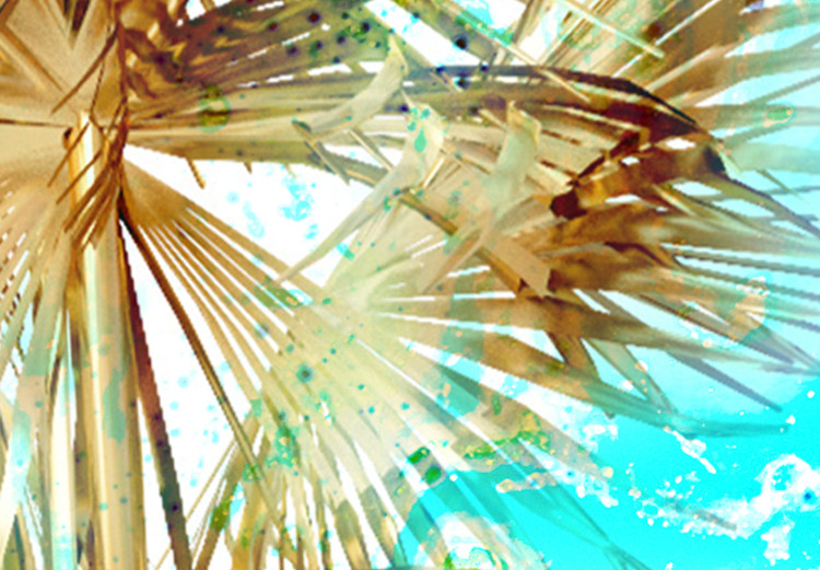 Quadro contemporaneo Palma dorata - Paesaggio con un albero tropicale su uno sfondo blu 131671 additionalImage 5