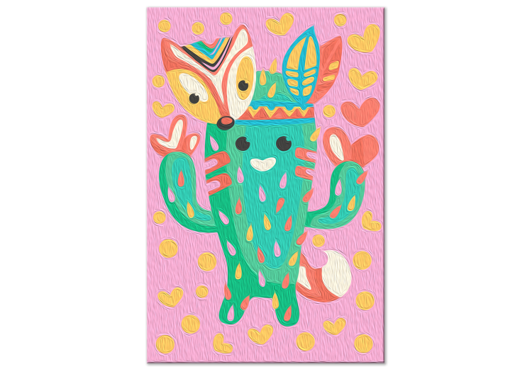 Set para pintar para niños Indian Shaman - Cheerful Cactus in Disguise on the Background of Hearts 149771 additionalImage 4
