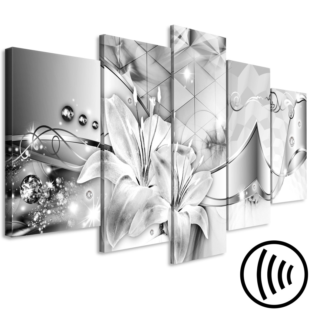 Schilderij  Florale Motieven: Silver Dream (5 Parts) Wide