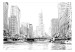 Wall Mural Sketch of the City - Skyscrapers and a River in Chicago, Drawing in Black and White 150571 additionalThumb 1