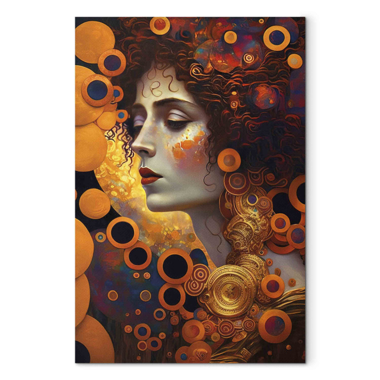Cuadro en lienzo Orange Woman - A Portrait Inspired by the Work of Gustav Klimt