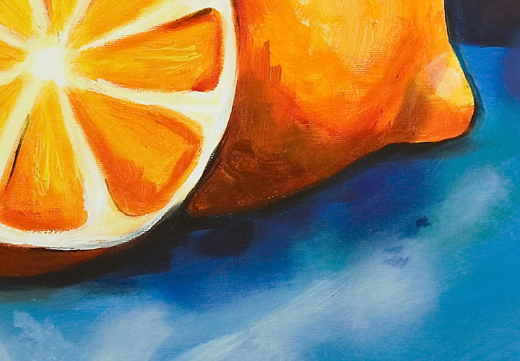 Målning Gul citron (1-del) - stilleben med frukt på blå bakgrund 46871 additionalImage 2