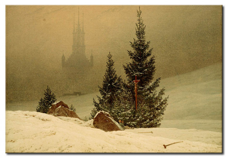 Réplica de pintura Paisaje de invierno con iglesia 54071