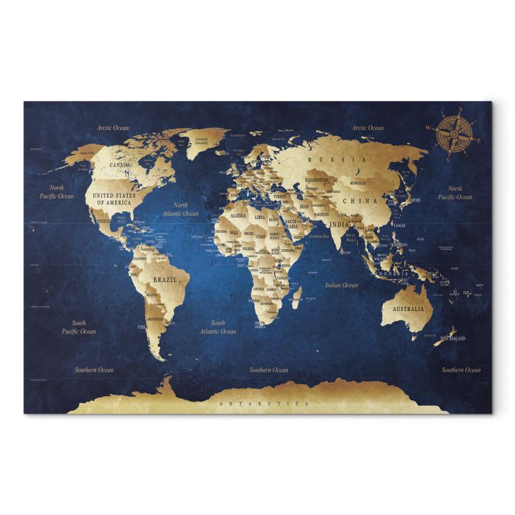 Canvas Print World Map: The Dark Blue Depths 94571 additionalImage 7