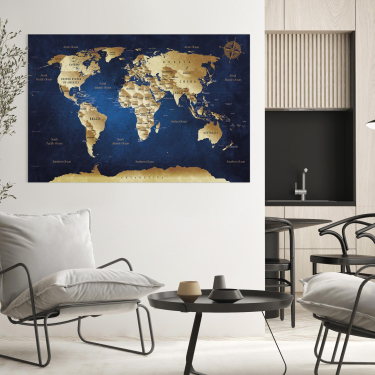 Canvas Print World Map: The Dark Blue Depths 94571 additionalImage 3