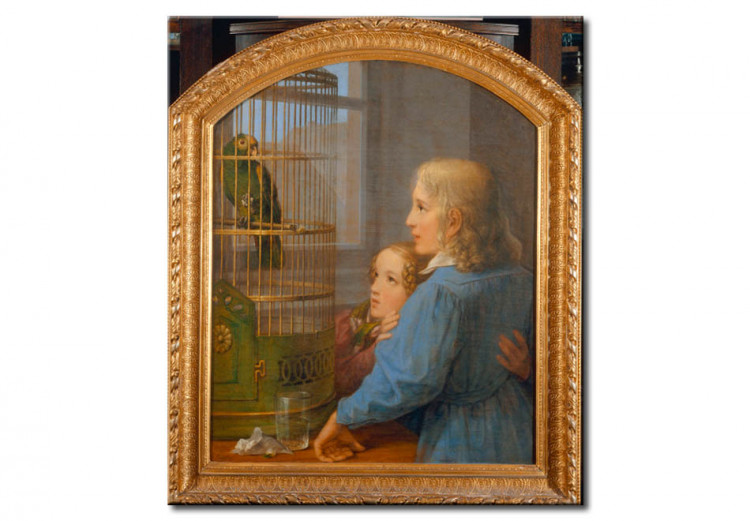 Wandbild Two Children before a Parrot Cage 108981
