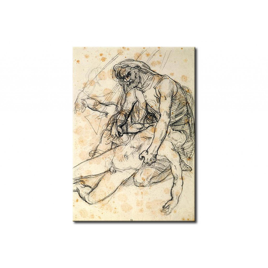 Målning A Father Holding The Body Of His Son, Study For The Raft Of The Medusa