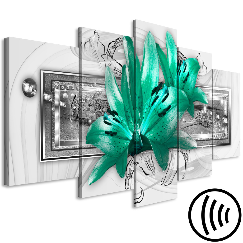 Quadro Em Tela Lilies And Steel (5 Parts) Wide
