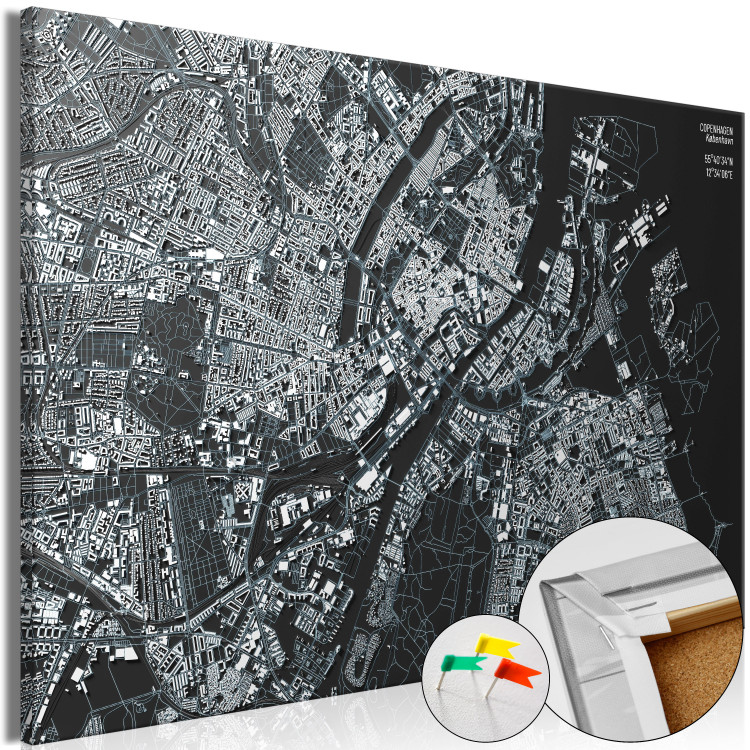 Ozdobna tablica korkowa Kopenhaga w zbliżeniu [Mapa korkowa] 135181