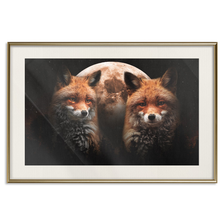 Wall Poster Forest Couple - Two Foxes and the Moon Against the Night, Starry Sky 144781 additionalImage 24