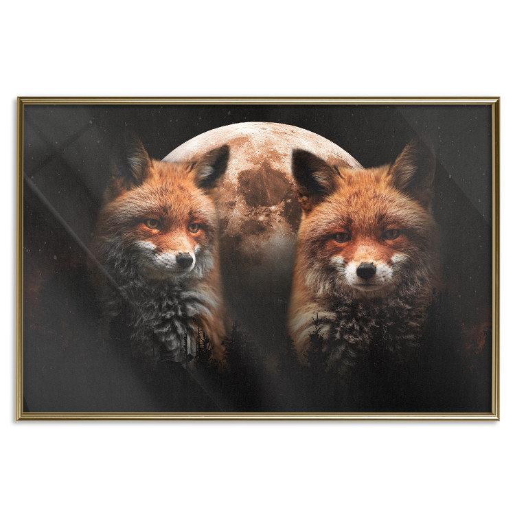 Wall Poster Forest Couple - Two Foxes and the Moon Against the Night, Starry Sky 144781 additionalImage 18