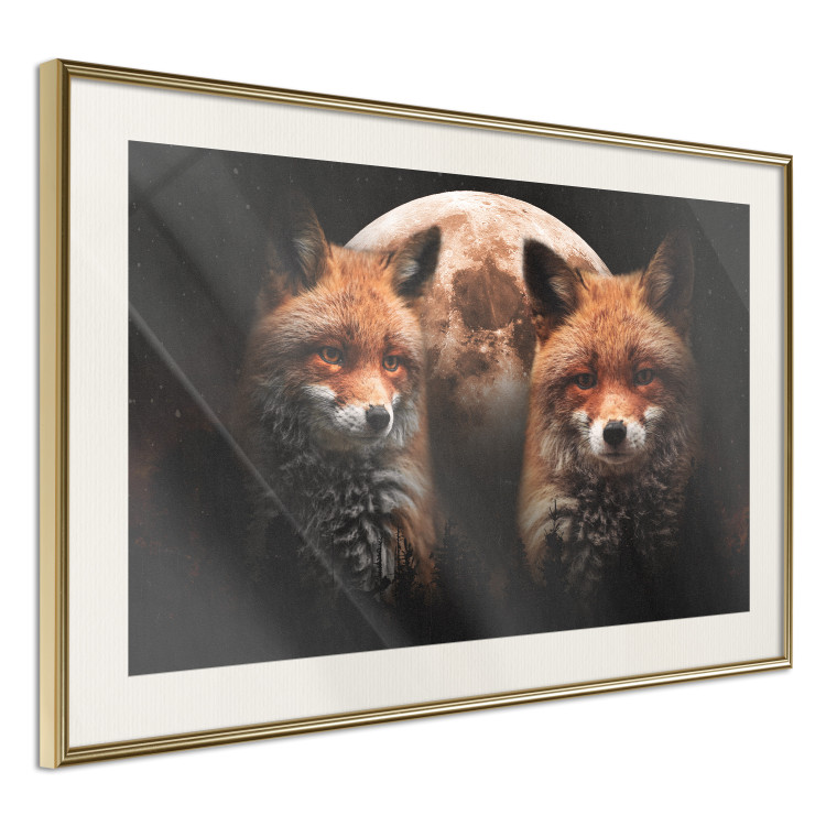 Wall Poster Forest Couple - Two Foxes and the Moon Against the Night, Starry Sky 144781 additionalImage 11