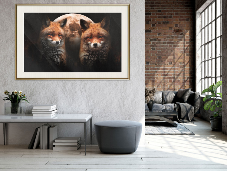 Wall Poster Forest Couple - Two Foxes and the Moon Against the Night, Starry Sky 144781 additionalImage 14