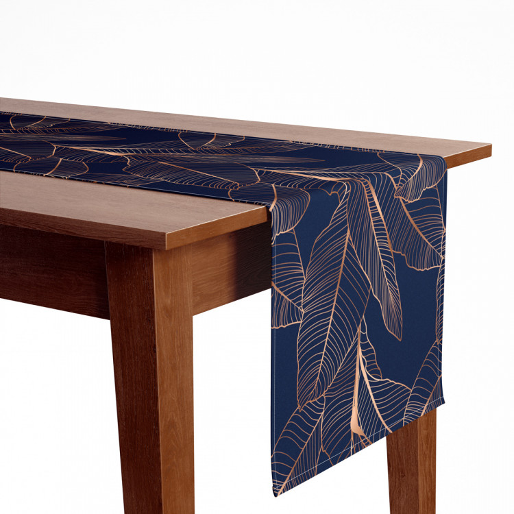 Tischläufer modern theme dekorativ - Tischläufer abstraction bimago presented - dark a Leafy plant background on blue 
