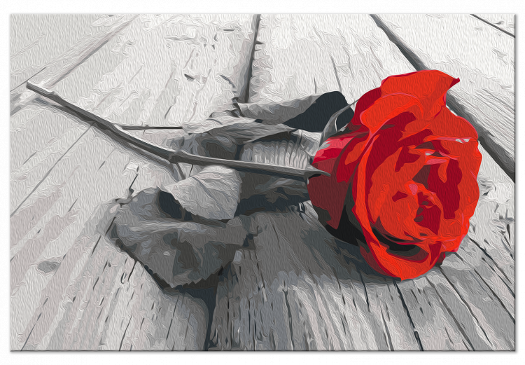 Paint by number Lonely Rose - Red Flower on Wooden Boards 148881 additionalImage 5