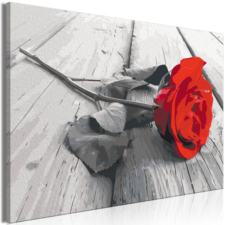 Cuadro numerado para pintar Lonely Rose - Red Flower on Wooden Boards 148881 additionalImage 3