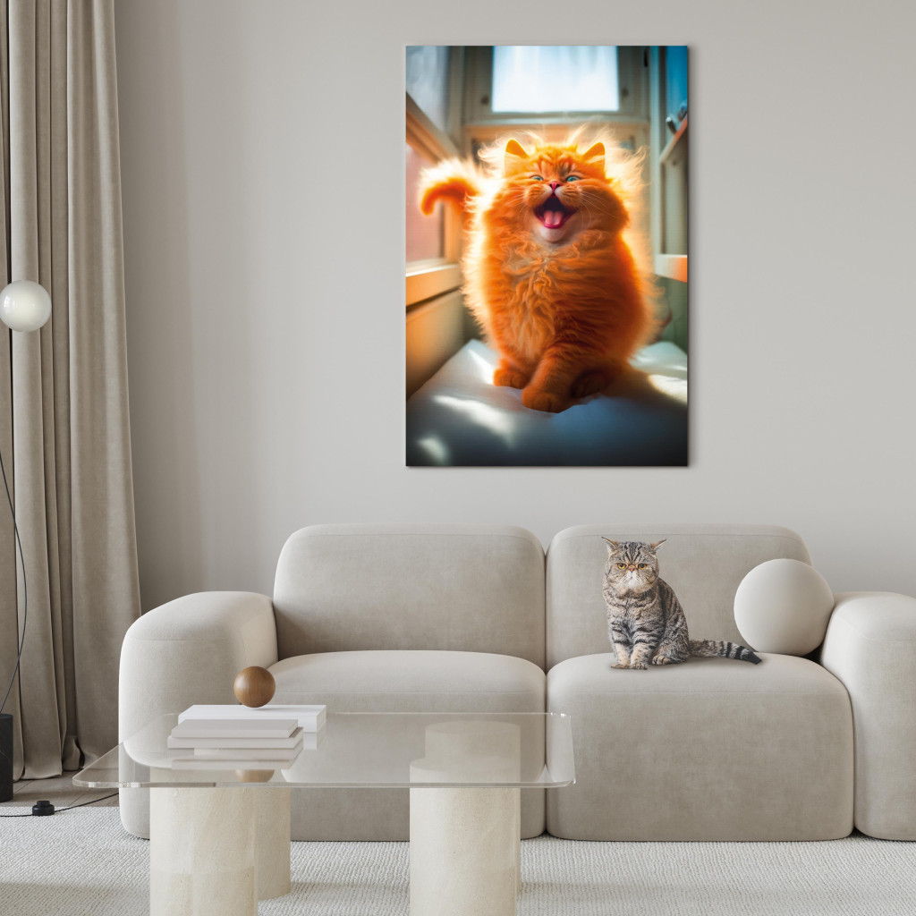 Quadro AI Norwegian Forest Cat - Smiling Red Animal With Long Hair - Vertical