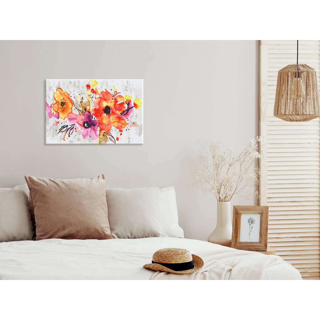 Obraz Do Malowania Po Numerach Słoneczny Bukiet - Letnia Kompozycja Kolorowych Kwiatów