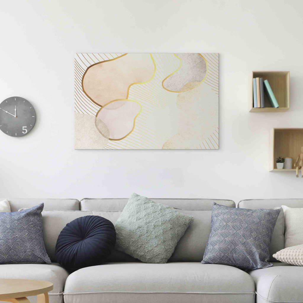 Quadro Intriguing Shapes - Composition Of Watercolor Forms In Beige Shade