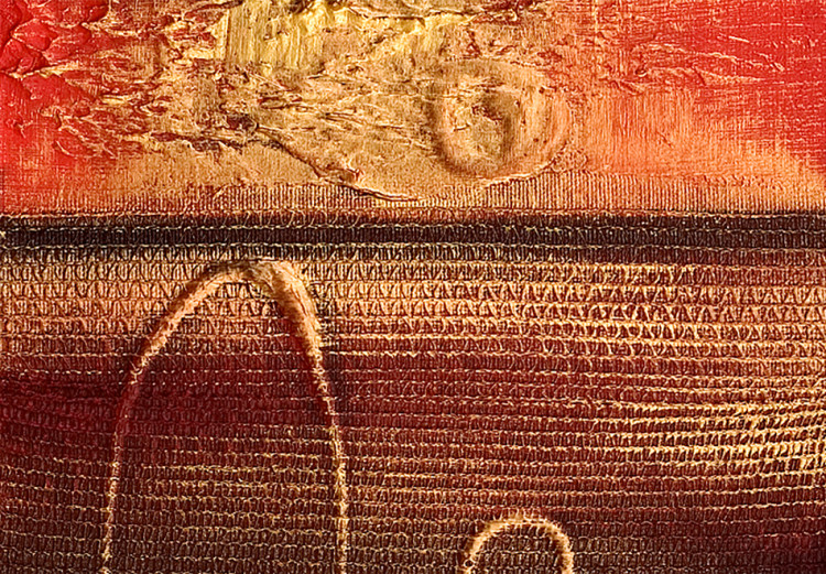 Tableau sur toile Fantaisie (3 pièces) - abstractions dorées sur fond de motifs colorés 48181 additionalImage 2