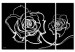 Canvas Print Black and White Roses (3-piece) - White outline of flowers on a black background 48581