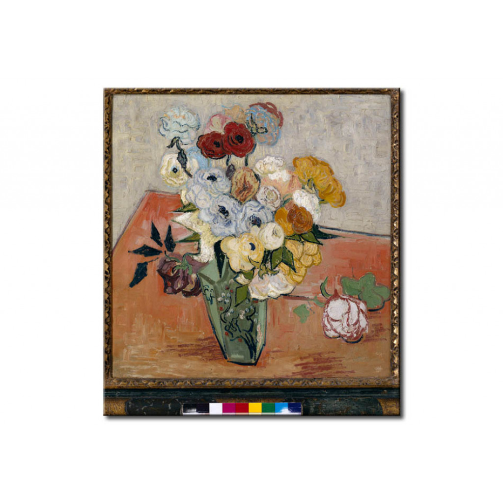 Schilderij  Vincent Van Gogh: Stilllife With Japanese Vase, Roses And Anemones
