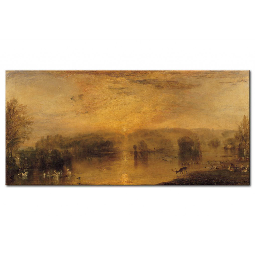 Schilderij  William Turner: The Lake, Petworth: Sunset, A Stag Drinking