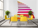 Wall Mural 3D Illusion - abstraction in a white space with colorful stairs 59781
