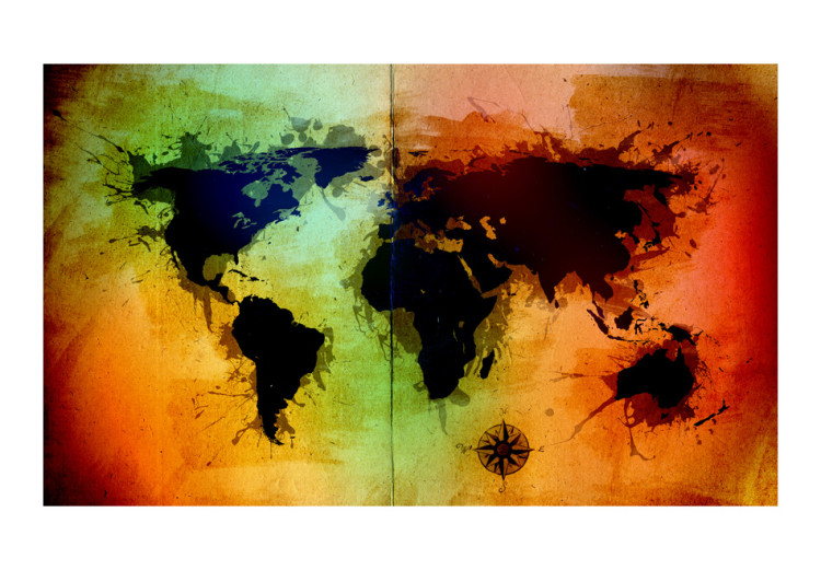 Wall Mural Colourful Oceans - Colourful World Map with Black Continents 59981 additionalImage 1
