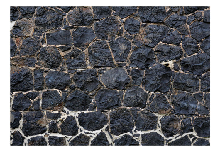 Mural de parede Encanto Sombrio - composição com textura de pedras pretas e rejunte claro 91981 additionalImage 1