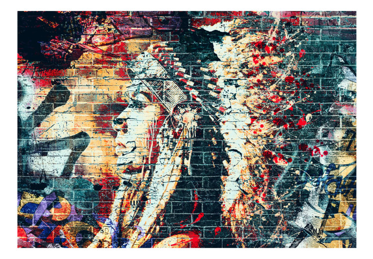 Papier peint moderne Art urbain - graffiti coloré avec un profil de femme 92081 additionalImage 1