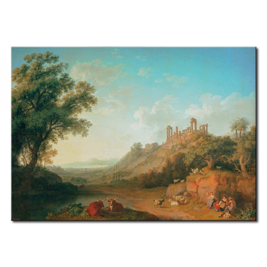 Schilderij  Jacob Philipp Hackert: Landscape With Agrigent Temple