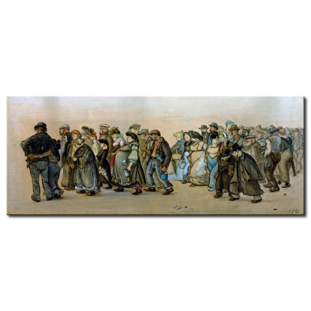 Schilderij  Heinrich Zille: Der Spandauer Arbeiterzug