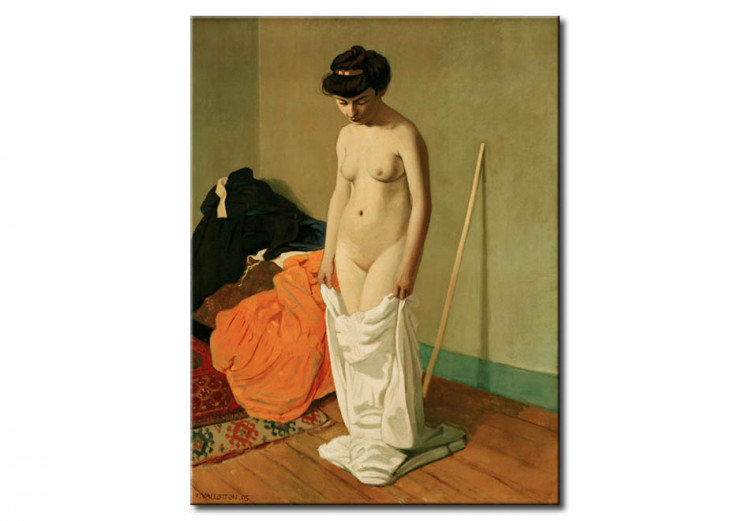 Reprodukcja obrazu Femme nue debout tenant sa chemise a deux mains 111491
