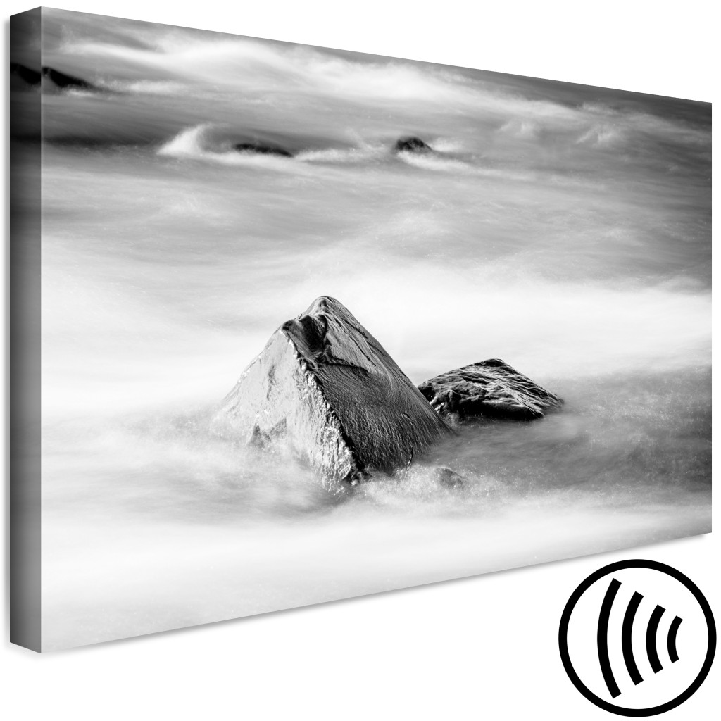Obraz Kamienny Brzeg Morza (1-częściowy) - Czarno-biały Nadmorski Pejzaż