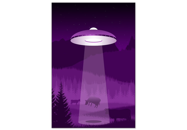 Canvas Spaceship - UFOs capturing purple-colored animals