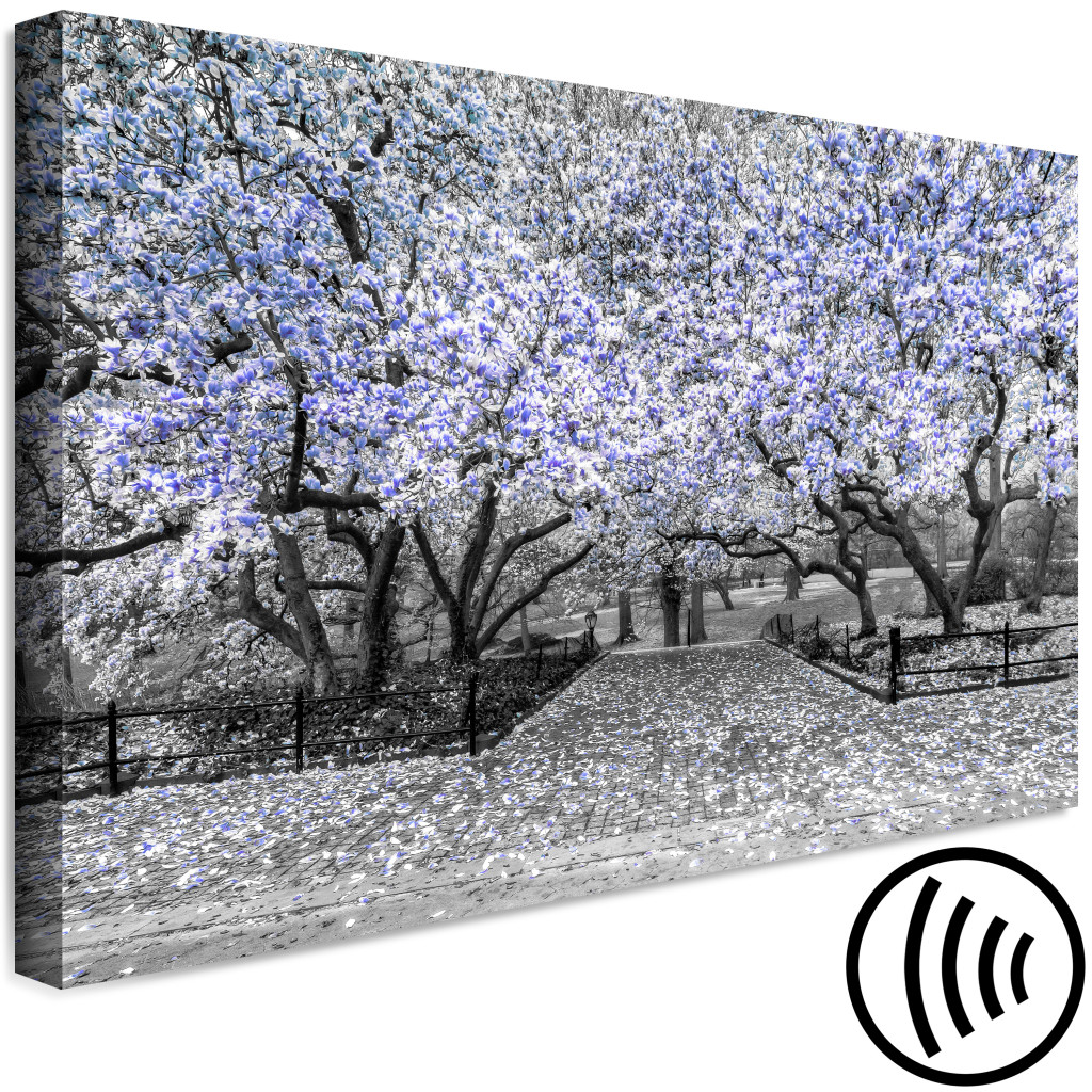 Målning Blommande Magnolior - Magnoliaträd Med Blommor I Lila Toner