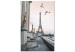 Pintura em tela Pássaros sobre a cidade - foto a preto e branco com a Torre Eiffel 132291