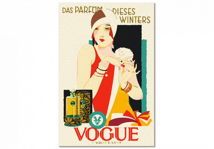 Obraz do malowania po numerach Elegancka kobieta - kolorowa reklama perfum w stylu art deco 144091 additionalImage 6