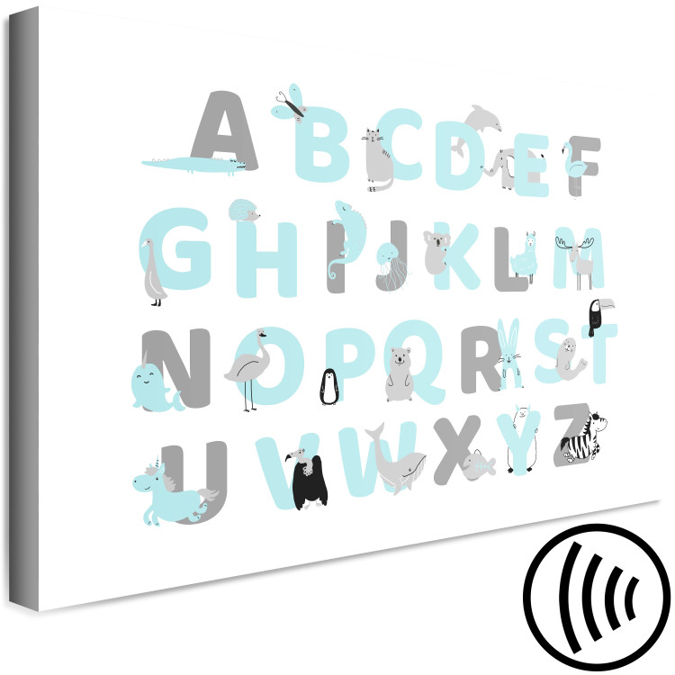 Canvas Art Print English Alphabet for Children - Blue and Gray Letters with Animals 146491 additionalImage 6