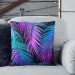 Mikrofaser Kissen Neon palm trees - floral motif in shades of turquoise and purple cushions 146891 additionalThumb 2
