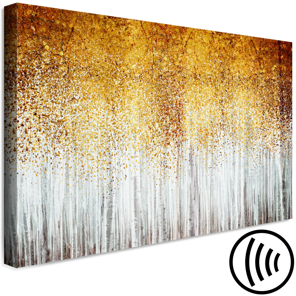 Quadro Pintado Autumn Park - Abstract Graphic With Trees In Golden Colors
