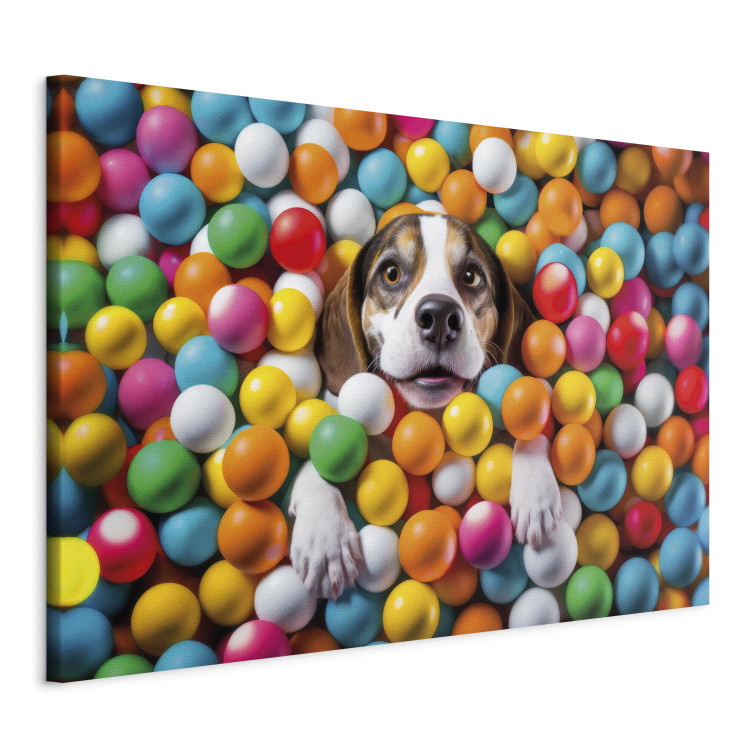Målning AI Beagle Dog - Animal Sunk in Colorful Balls - Horizontal 150291 additionalImage 2