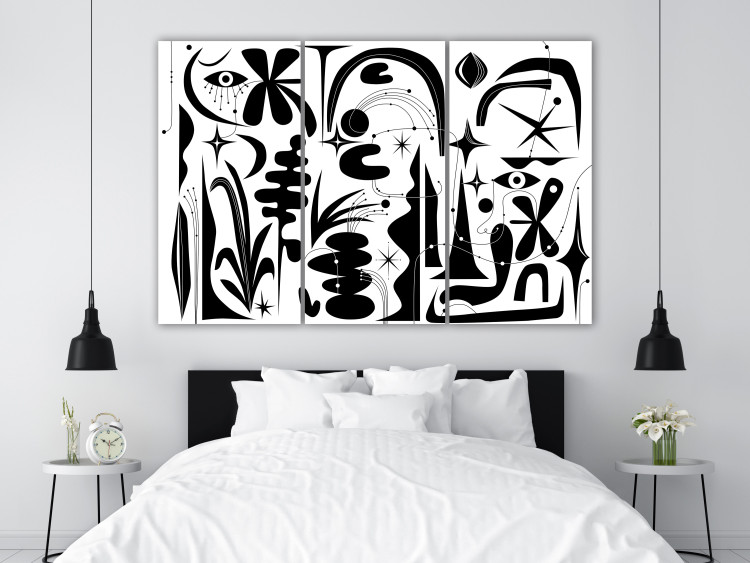 Canvas Print Abstract Composition - Black Geometric Shapes on a White Background 150391 additionalImage 3