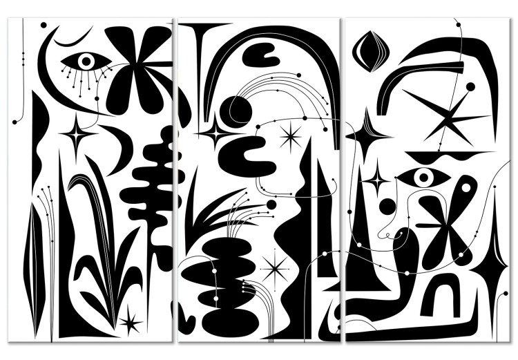 Canvas Print Abstract Composition - Black Geometric Shapes on a White Background 150391