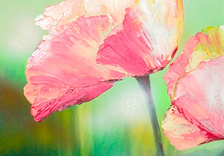 Leinwandbild Blumenwiese voll blasser Mohnblumen (3-teilig) - Blumen auf Gras 47391 additionalImage 3