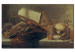 Tableau mural Nature morte avec des livres, violon, du crâne et sablier 52091