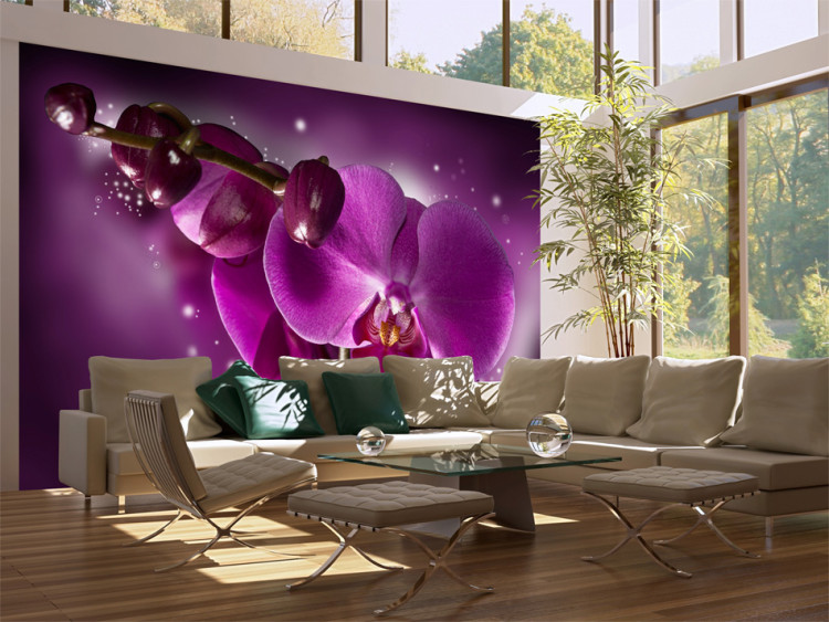Wall Mural Fairy Tale and Orchid - Fantasy Floral Theme in Shades of Purple 60191